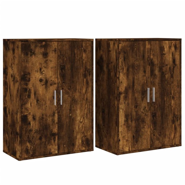 Buffets 2 pcs chêne fumé 60x31x84 cm bois d'ingénierie - Photo n°1