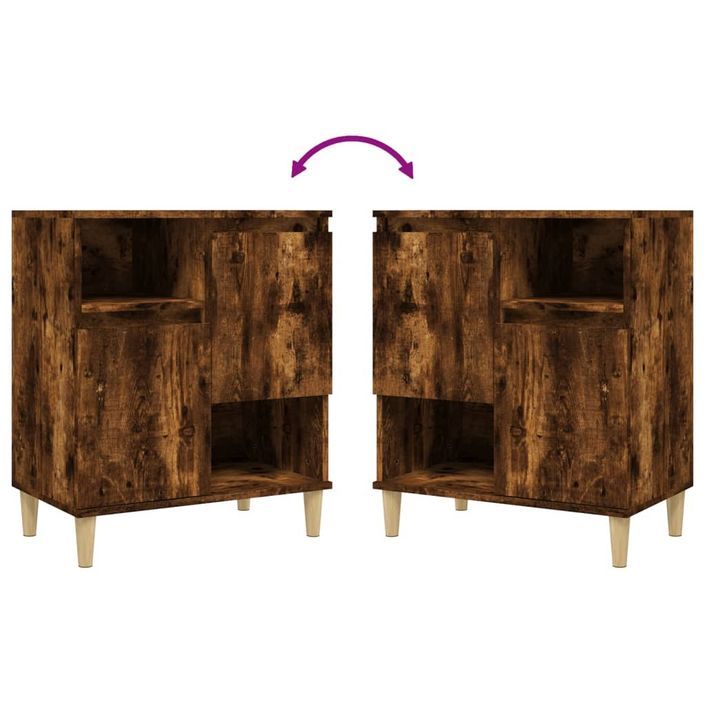 Buffets 2 pcs chêne fumé 60x35x70 cm bois d'ingénierie - Photo n°7