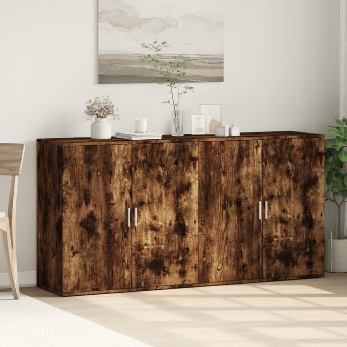 Buffets 2 pcs chêne fumé 79x38x80 cm bois d'ingénierie - Photo n°3