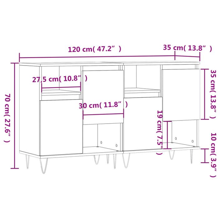 Buffets 2 pcs chêne fumé bois d'ingénierie - Photo n°11