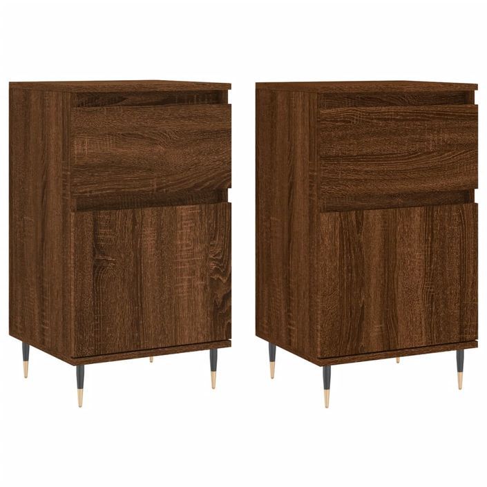 Buffets 2 pcs chêne marron 40x35x70 cm bois d'ingénierie - Photo n°1