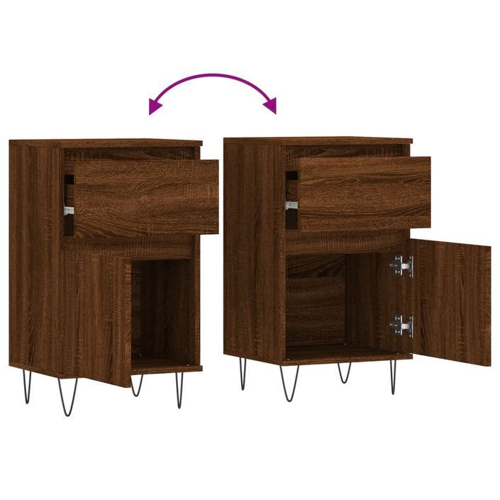 Buffets 2 pcs chêne marron 40x35x70 cm bois d'ingénierie - Photo n°10