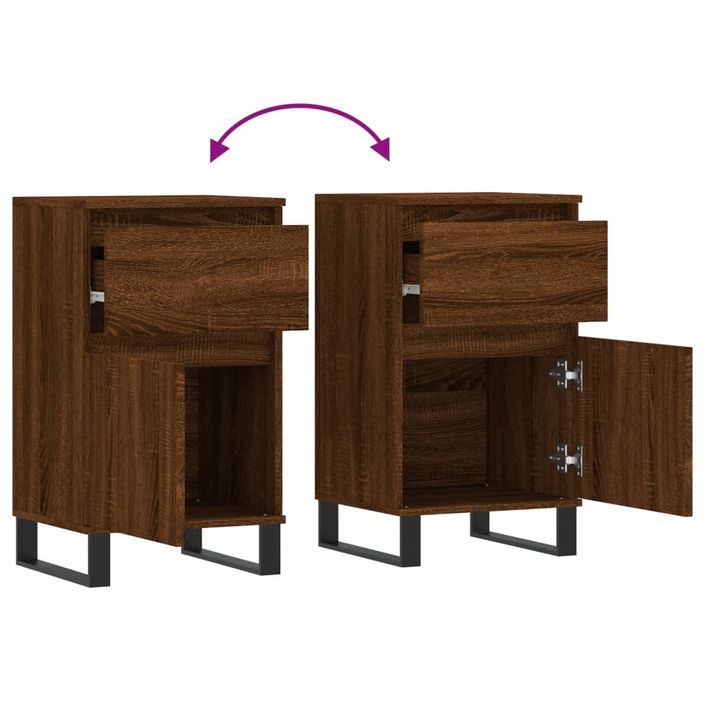 Buffets 2 pcs chêne marron 40x35x70 cm bois d'ingénierie - Photo n°10