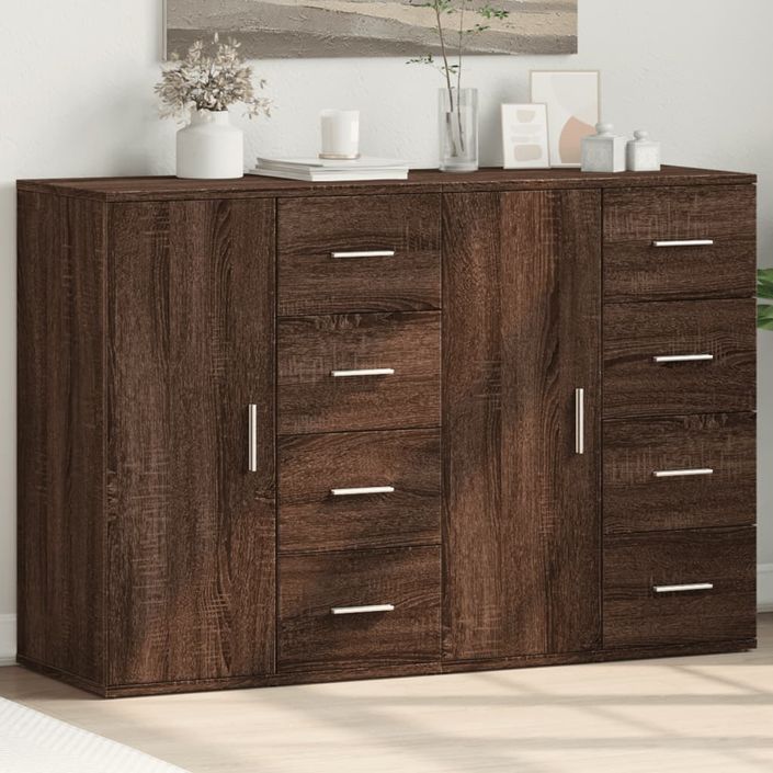 Buffets 2 pcs chêne marron 59x39x80 cm bois d'ingénierie - Photo n°2