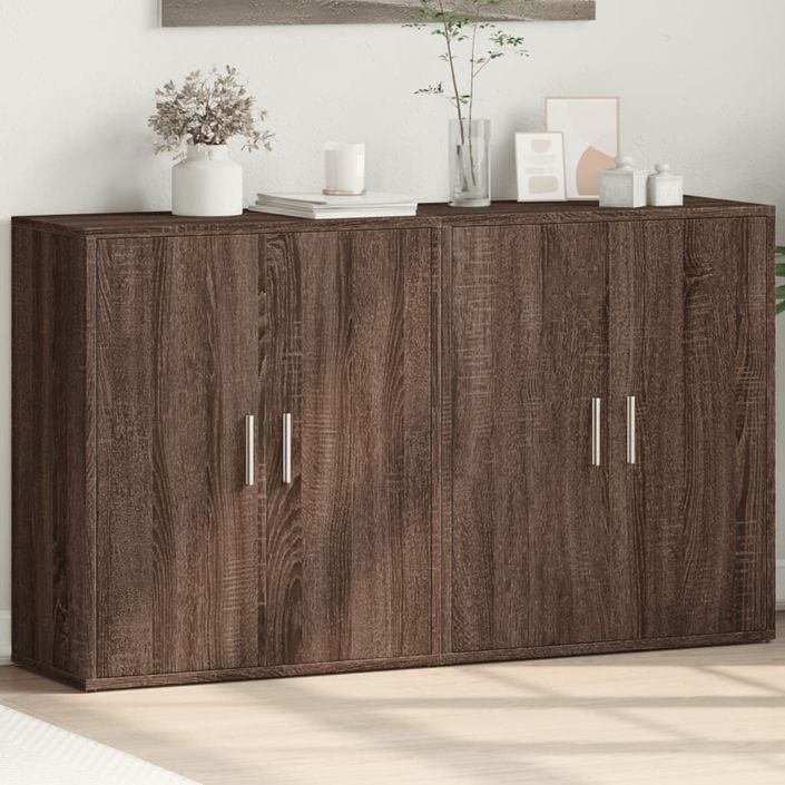 Buffets 2 pcs chêne marron 60x31x70 cm bois d'ingénierie - Photo n°2