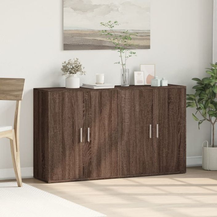 Buffets 2 pcs chêne marron 60x31x70 cm bois d'ingénierie - Photo n°3