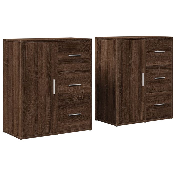 Buffets 2 pcs chêne marron 60x31x70 cm bois d'ingénierie - Photo n°1