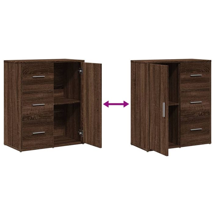 Buffets 2 pcs chêne marron 60x31x70 cm bois d'ingénierie - Photo n°8