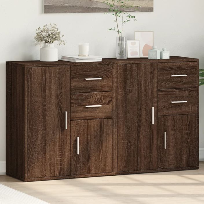 Buffets 2 pcs chêne marron 60x31x70 cm bois d'ingénierie - Photo n°2