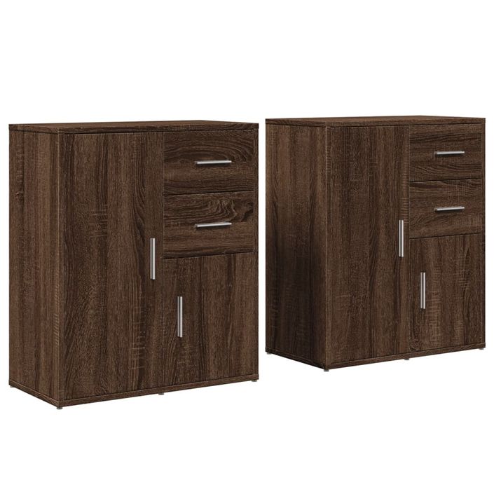 Buffets 2 pcs chêne marron 60x31x70 cm bois d'ingénierie - Photo n°1