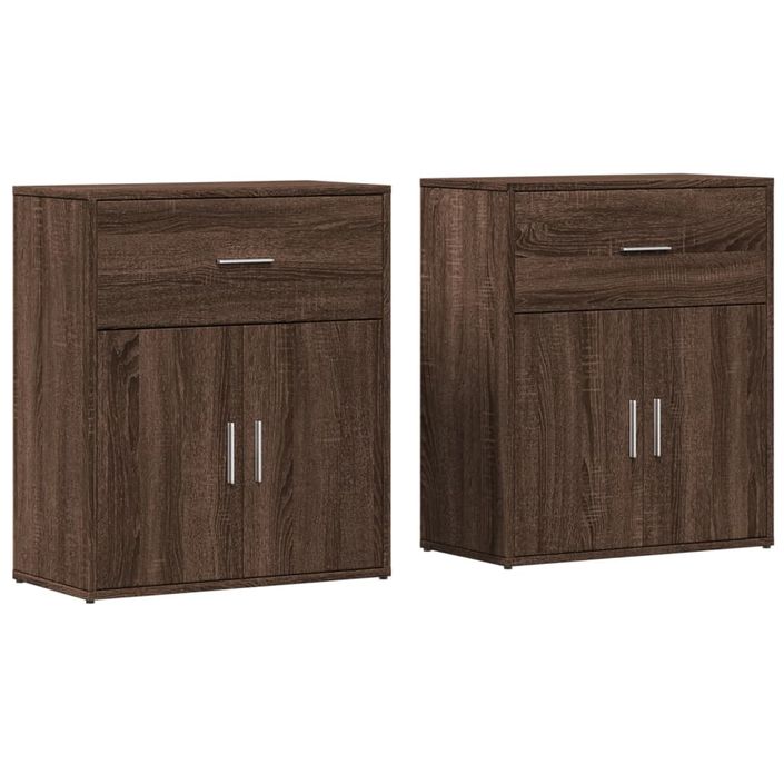 Buffets 2 pcs chêne marron 60x31x70 cm bois d'ingénierie - Photo n°1