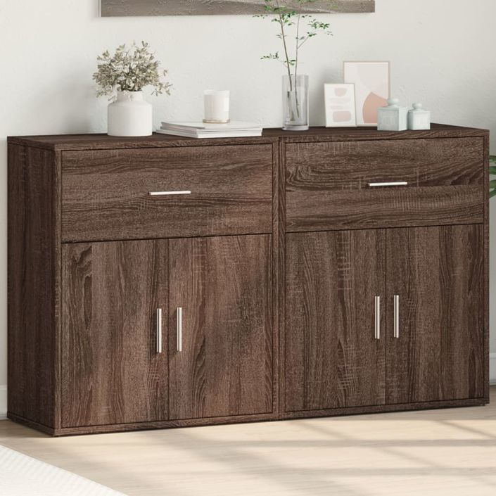 Buffets 2 pcs chêne marron 60x31x70 cm bois d'ingénierie - Photo n°3