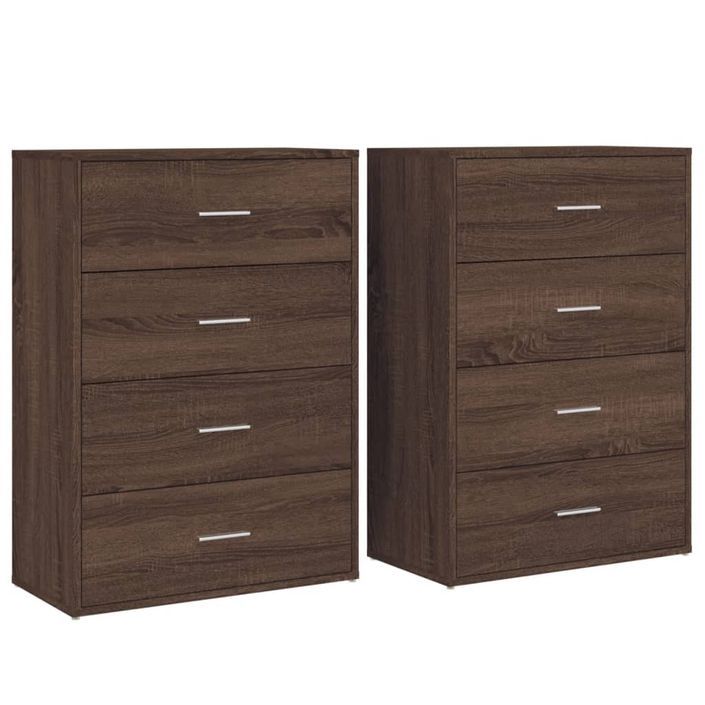 Buffets 2 pcs chêne marron 60x31x84 cm bois d'ingénierie - Photo n°1