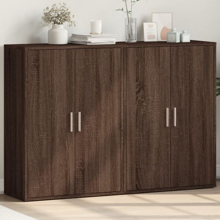 Buffets 2 pcs chêne marron 60x31x84 cm bois d'ingénierie - Photo n°2