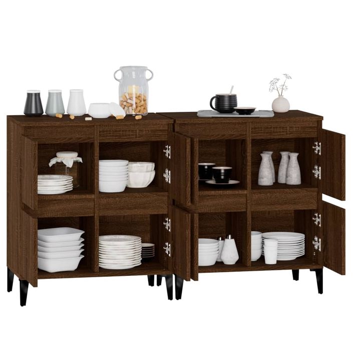 Buffets 2 pcs chêne marron 60x35x70 cm bois d'ingénierie - Photo n°5