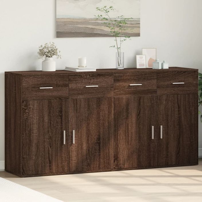 Buffets 2 pcs chêne marron 79x38x80 cm bois d'ingénierie - Photo n°2