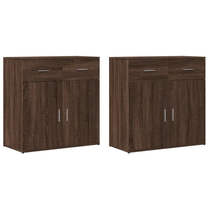 Buffets 2 pcs chêne marron 79x38x80 cm bois d'ingénierie - Photo n°1