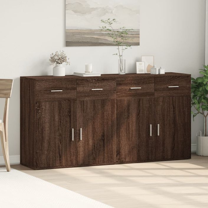 Buffets 2 pcs chêne marron 79x38x80 cm bois d'ingénierie - Photo n°3