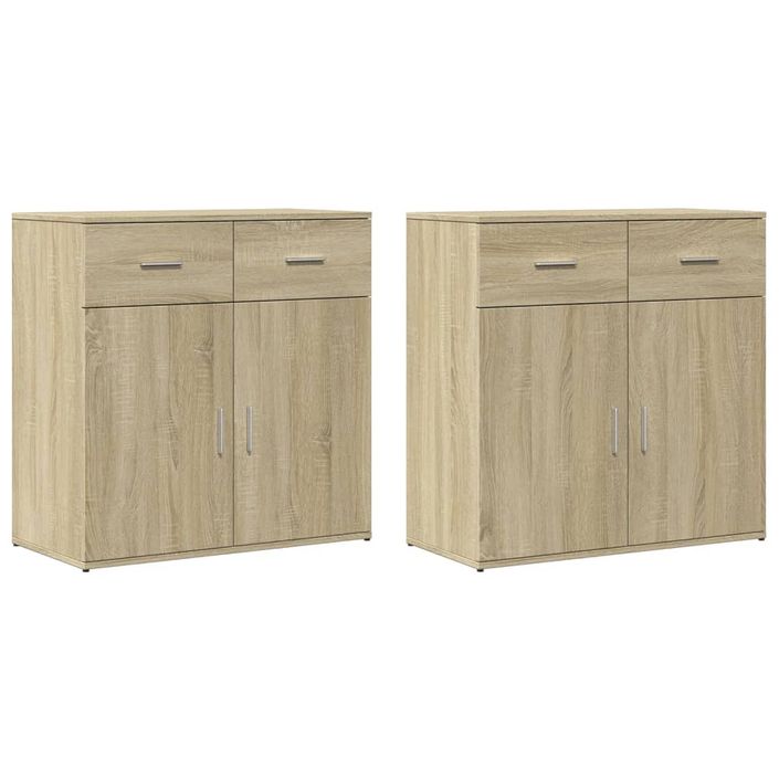 Buffets 2 pcs chêne sonoma 79x38x80 cm bois d'ingénierie - Photo n°1