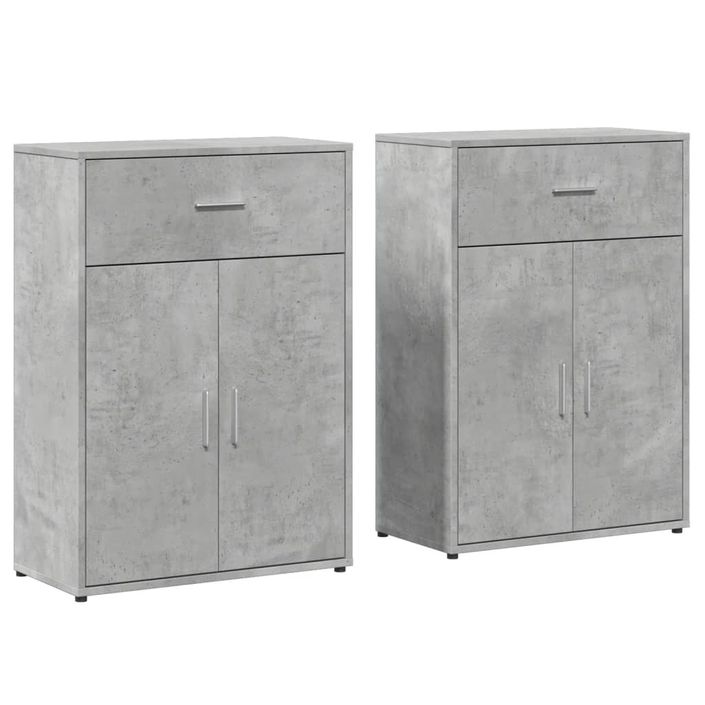 Buffets 2 pcs gris béton 60x30x84 cm bois d'ingénierie - Photo n°1