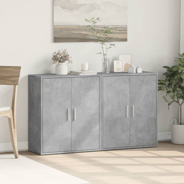 Buffets 2 pcs gris béton 60x31x70 cm bois d'ingénierie - Photo n°3