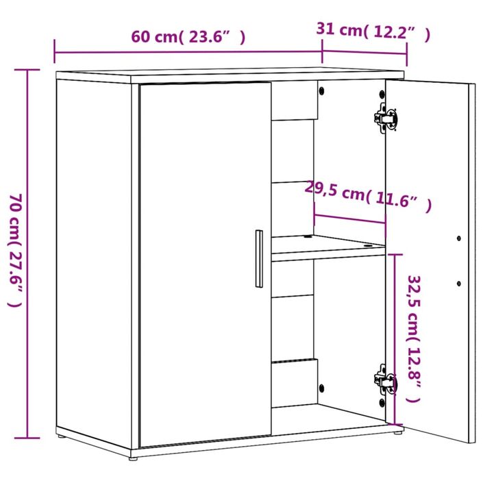 Buffets 2 pcs gris béton 60x31x70 cm bois d'ingénierie - Photo n°10