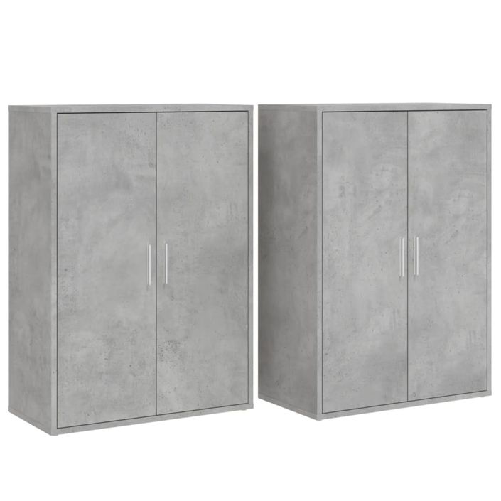 Buffets 2 pcs gris béton 60x31x84 cm bois d'ingénierie - Photo n°1