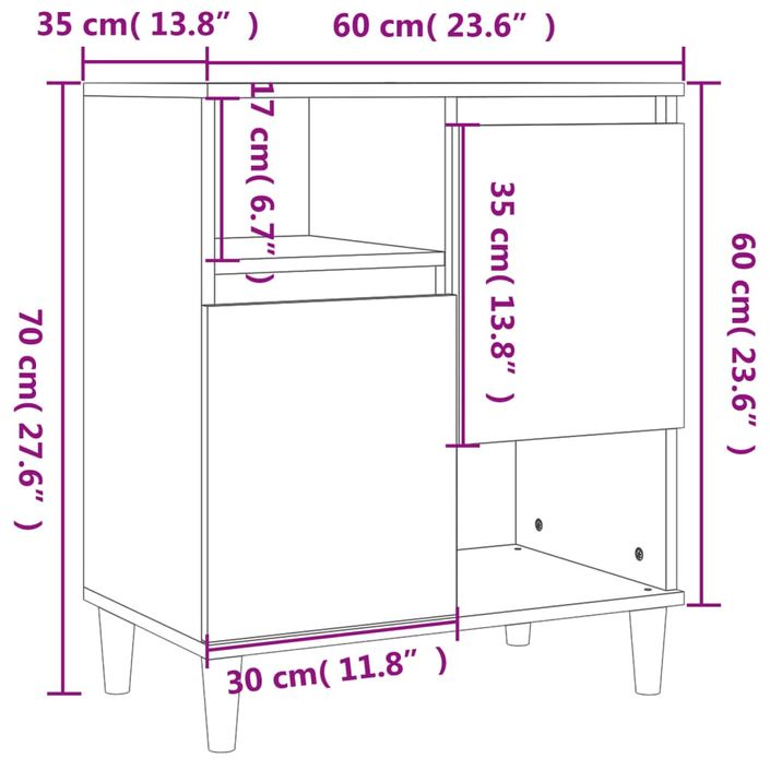 Buffets 2 pcs gris béton 60x35x70 cm bois d'ingénierie - Photo n°9