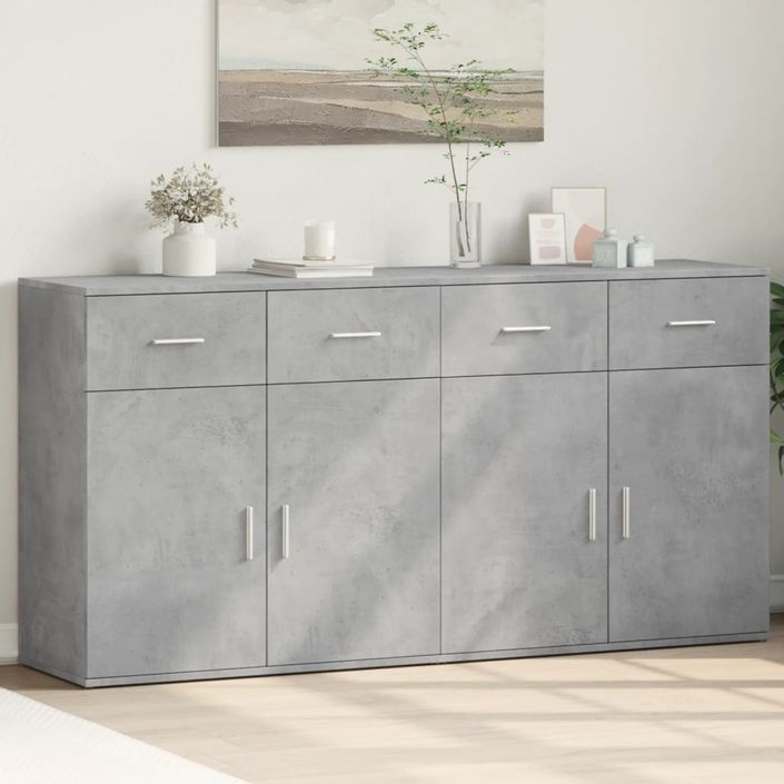 Buffets 2 pcs gris béton 79x38x80 cm bois d'ingénierie - Photo n°2