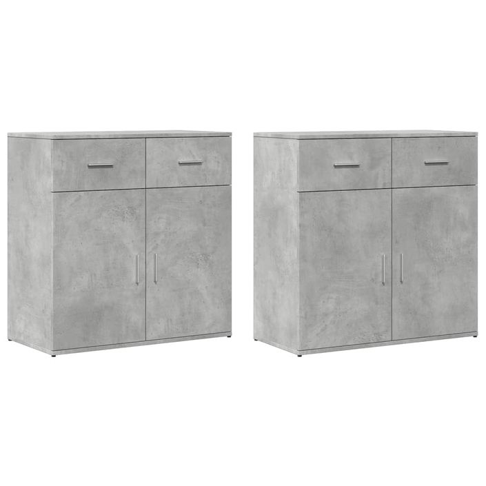 Buffets 2 pcs gris béton 79x38x80 cm bois d'ingénierie - Photo n°1