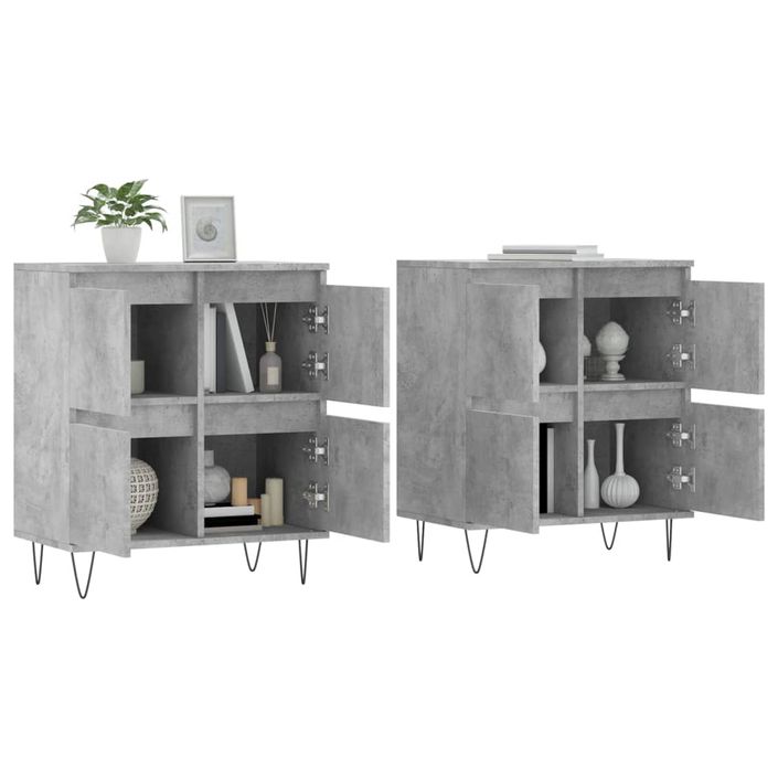 Buffets 2 pcs gris béton bois d'ingénierie - Photo n°3