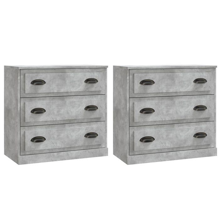 Buffets 2 pcs gris béton bois d'ingénierie - Photo n°1