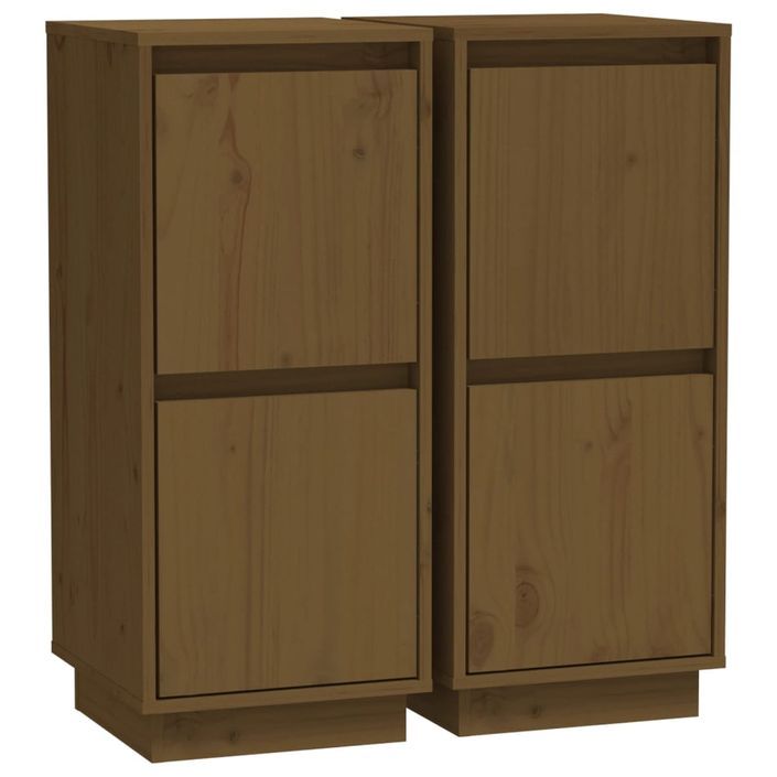 Buffets 2 pcs Marron miel 31,5x34x75 cm Bois massif de pin 2 - Photo n°1