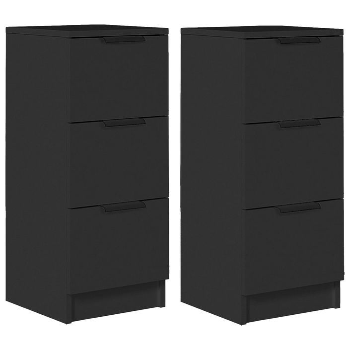 Buffets 2 pcs noir 30x30x70 cm bois d'ingénierie - Photo n°1