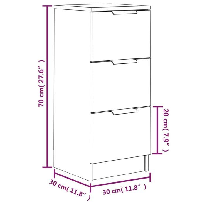 Buffets 2 pcs noir 30x30x70 cm bois d'ingénierie - Photo n°10