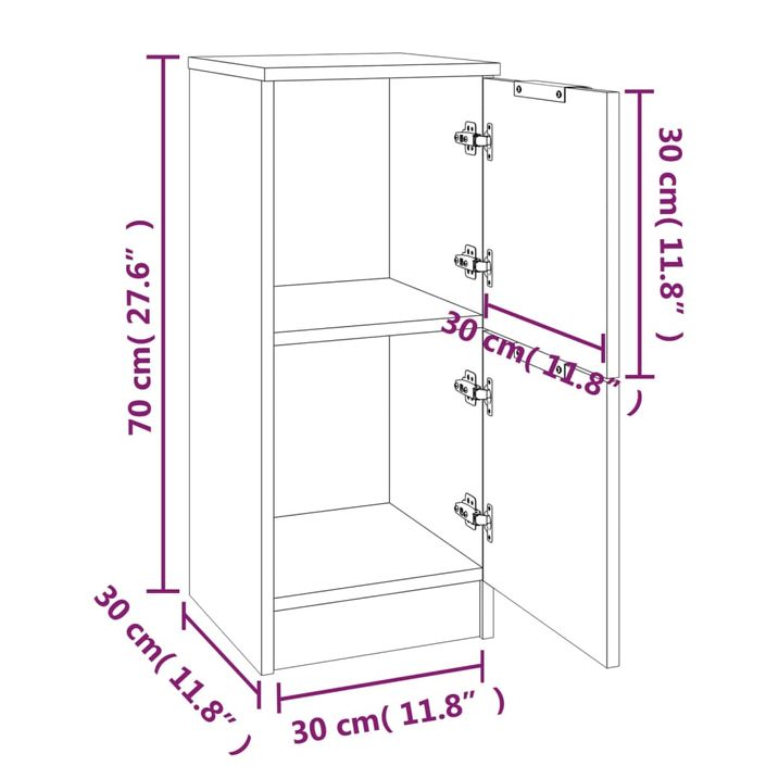 Buffets 2 pcs noir 30x30x70 cm bois d'ingénierie - Photo n°9