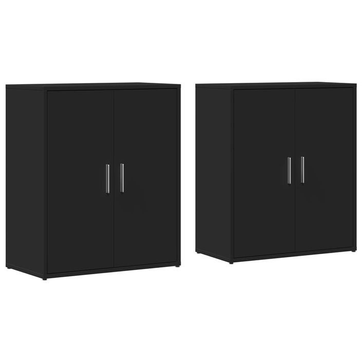 Buffets 2 pcs noir 60x31x70 cm bois d'ingénierie - Photo n°1