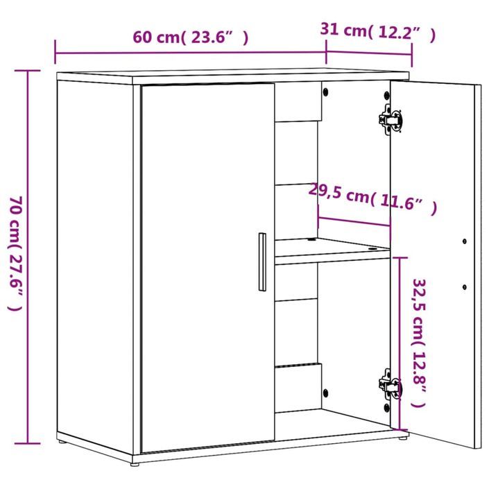 Buffets 2 pcs noir 60x31x70 cm bois d'ingénierie - Photo n°10