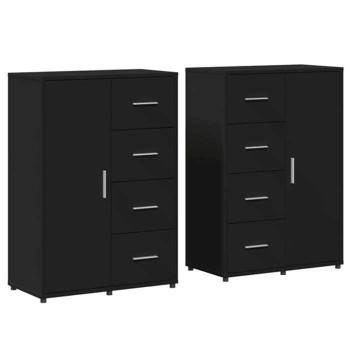 Buffets 2 pcs noir 60x31x84 cm bois d'ingénierie - Photo n°1