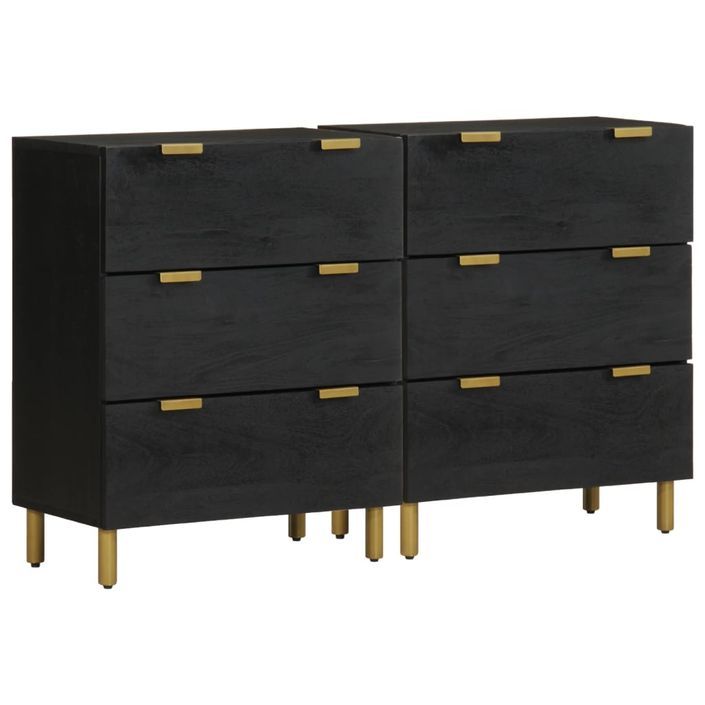 Buffets 2 pcs noir 60x33x75 cm bois d'ingénierie - Photo n°1