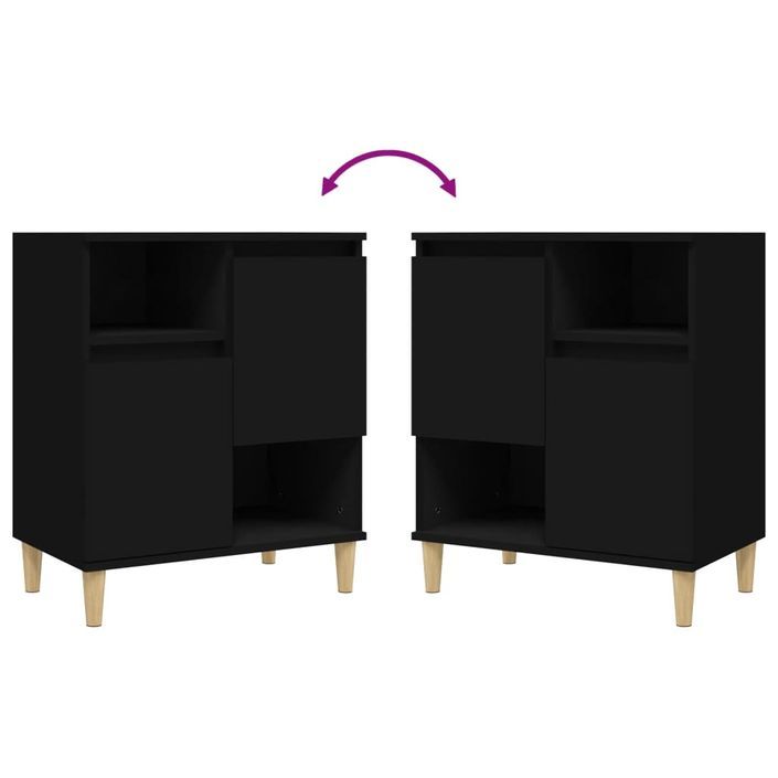 Buffets 2 pcs noir 60x35x70 cm bois d'ingénierie - Photo n°7