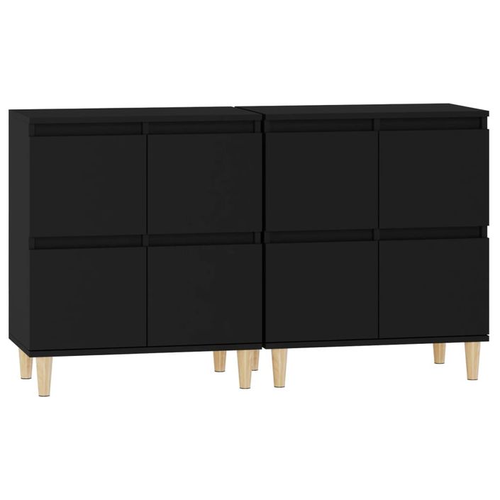 Buffets 2 pcs noir 60x35x70 cm bois d'ingénierie - Photo n°6