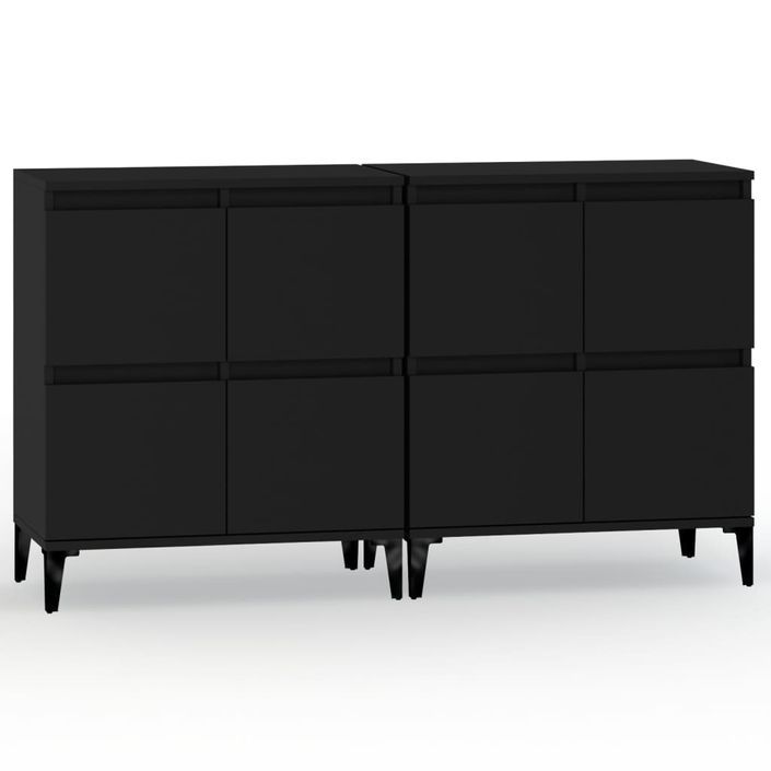 Buffets 2 pcs noir 60x35x70 cm bois d'ingénierie - Photo n°1