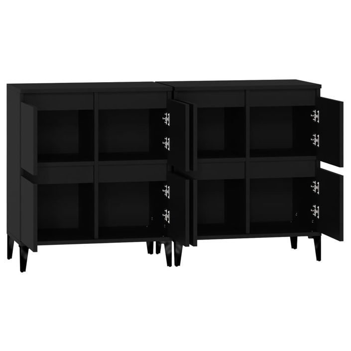 Buffets 2 pcs noir 60x35x70 cm bois d'ingénierie - Photo n°7