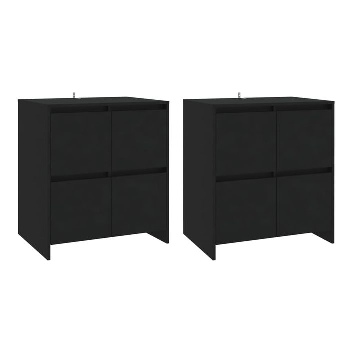 Buffets 2 pcs Noir 70x41x75 cm - Photo n°1