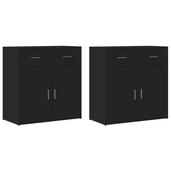 Buffets 2 pcs noir 79x38x80 cm bois d'ingénierie - Photo n°1