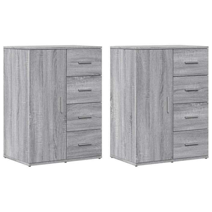 Buffets 2 pcs sonoma gris 59x39x80 cm bois d'ingénierie - Photo n°1