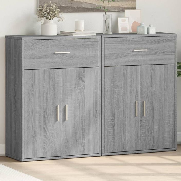 Buffets 2 pcs sonoma gris 60x30x84 cm bois d'ingénierie - Photo n°2