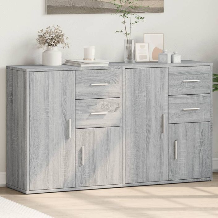 Buffets 2 pcs sonoma gris 60x31x70 cm bois d'ingénierie - Photo n°2