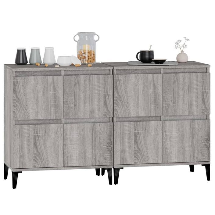 Buffets 2 pcs sonoma gris 60x35x70 cm bois d'ingénierie - Photo n°4